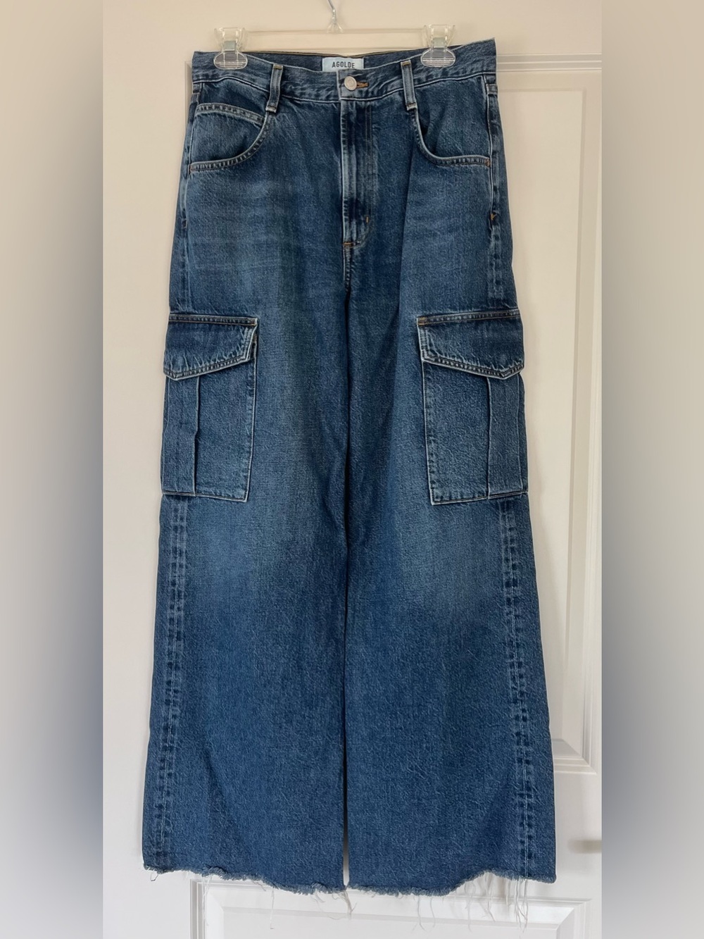 Agolde Minka Dark Wash High Rise Wide Leg Cargo Jeans Size 27